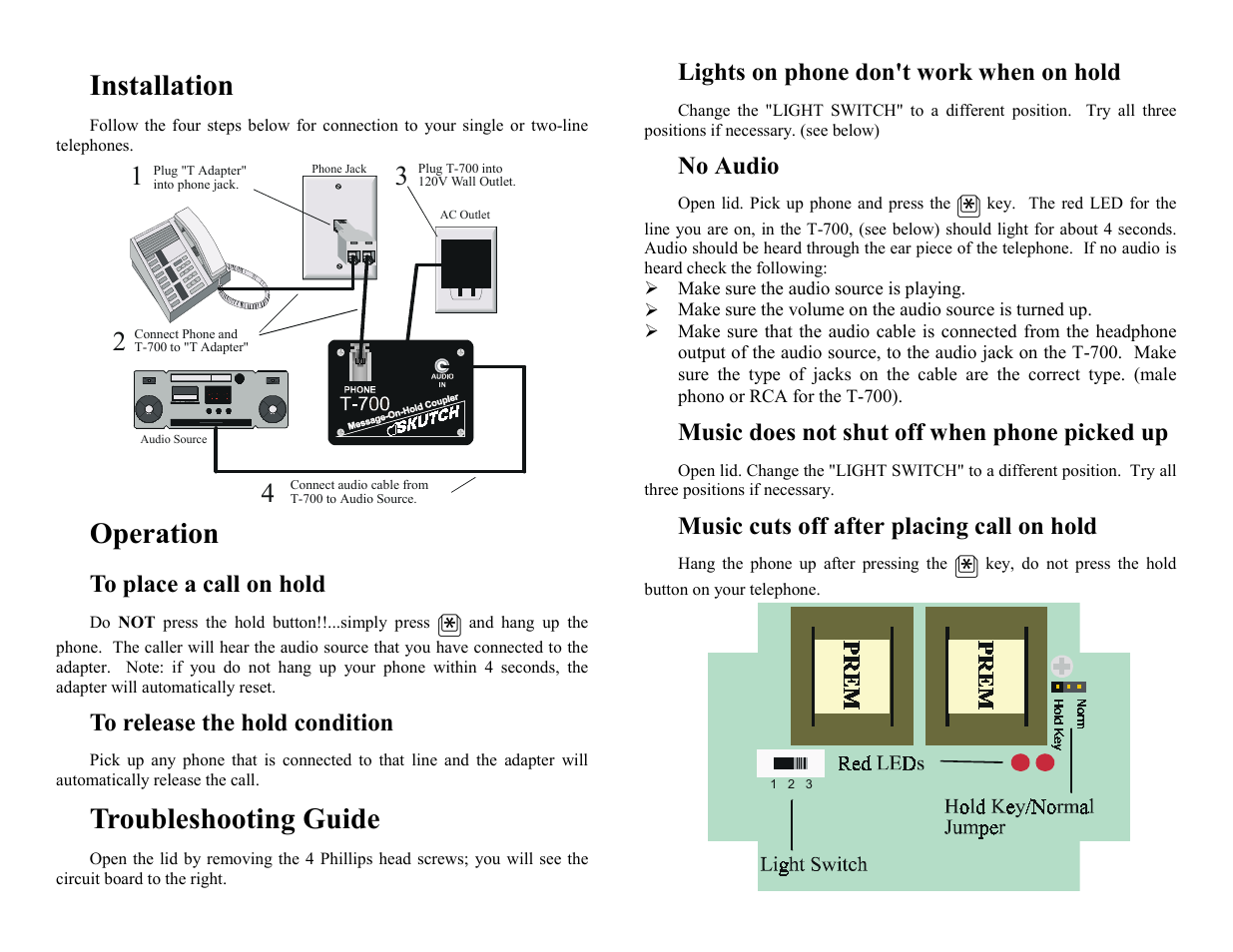 Skutch Electronics T-700 User Manual | 2 pages