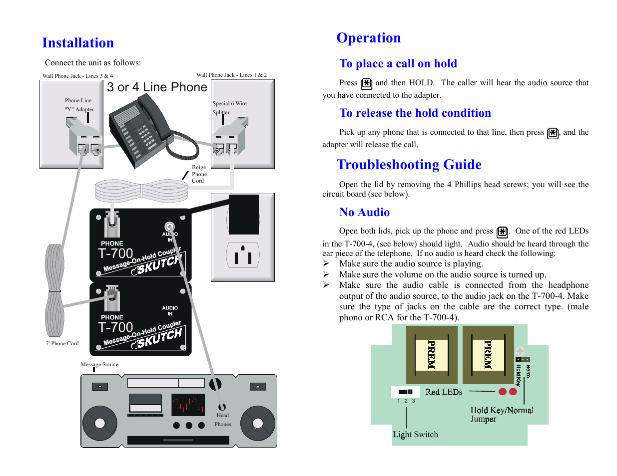 Skutch Electronics T-700-4 User Manual | 2 pages