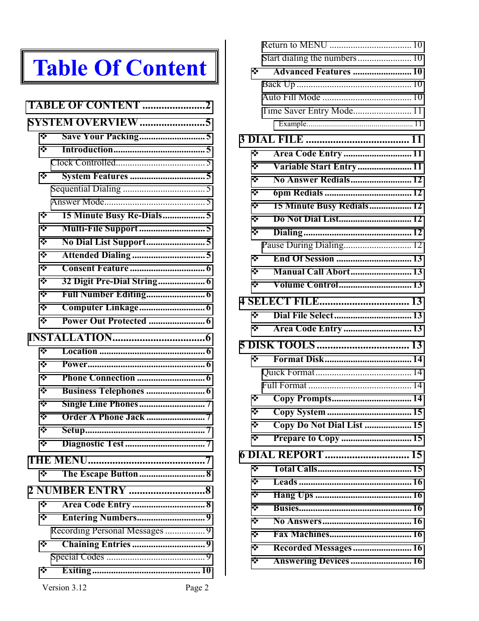 Table of content | Skutch Electronics BA-1000 V3.12 Technical Reference Manual User Manual | Page 2 / 37