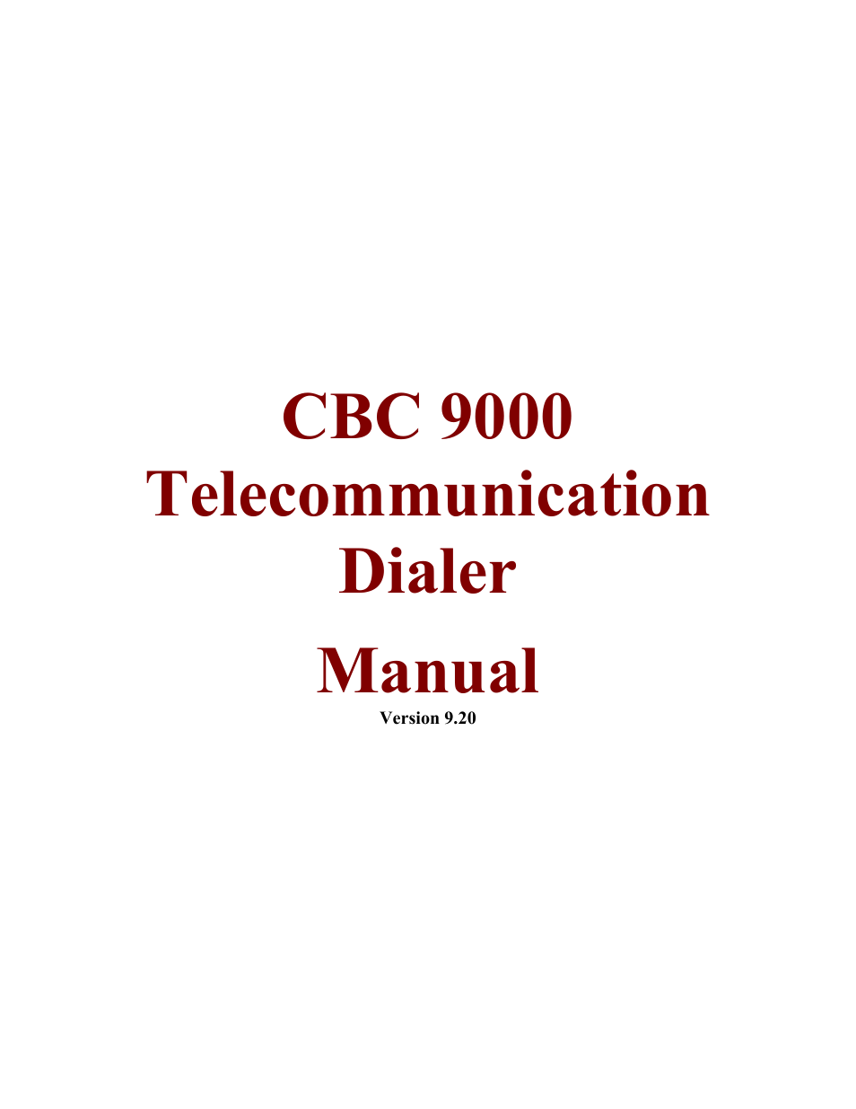 Skutch Electronics CBC 9000 User Manual | 33 pages