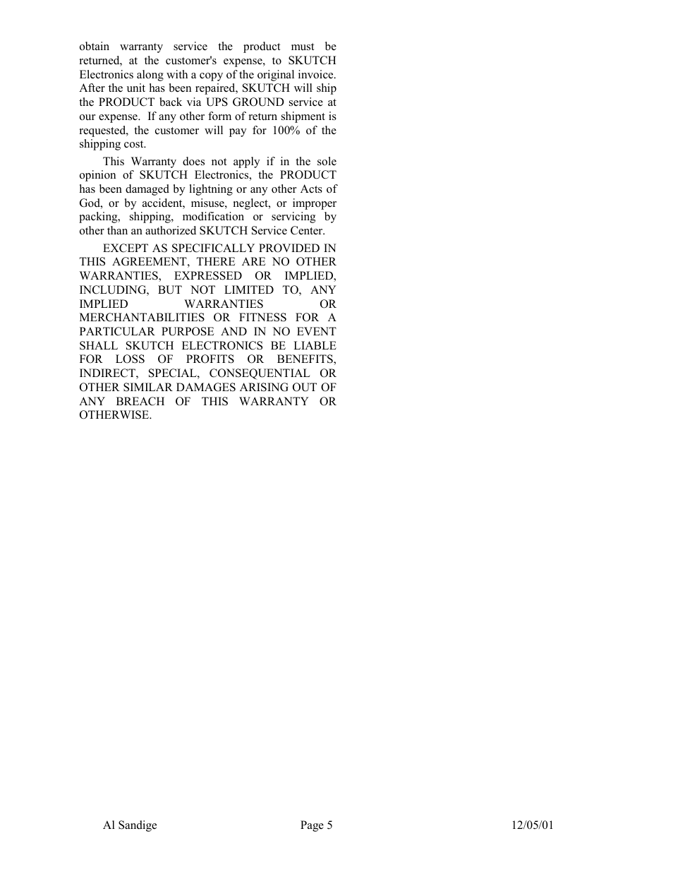 Skutch Electronics AS-2500-3 User Manual | Page 5 / 5