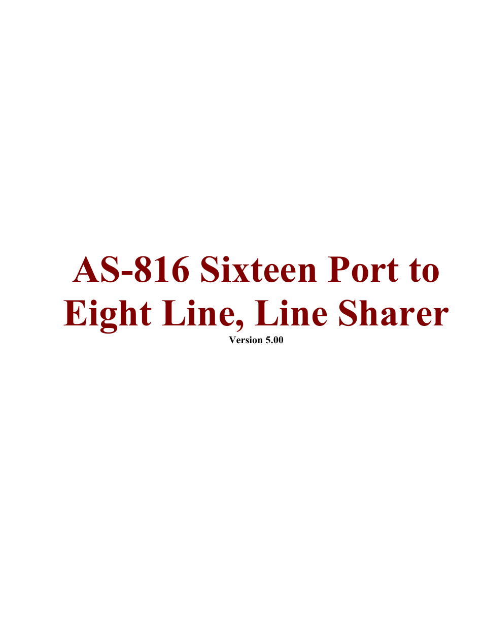 Skutch Electronics AS-816 User Manual | 5 pages