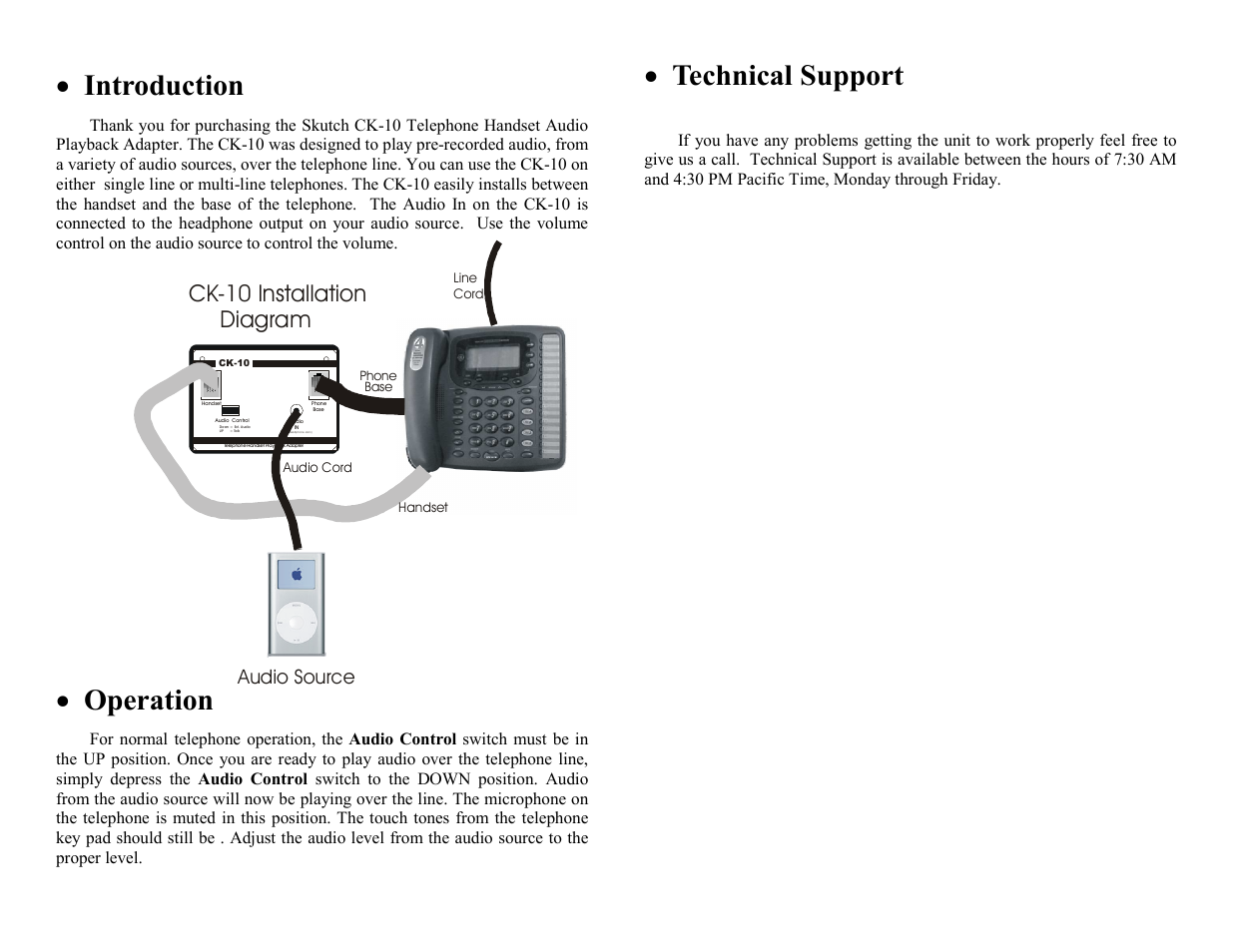 Skutch Electronics CK-10 User Manual | 2 pages