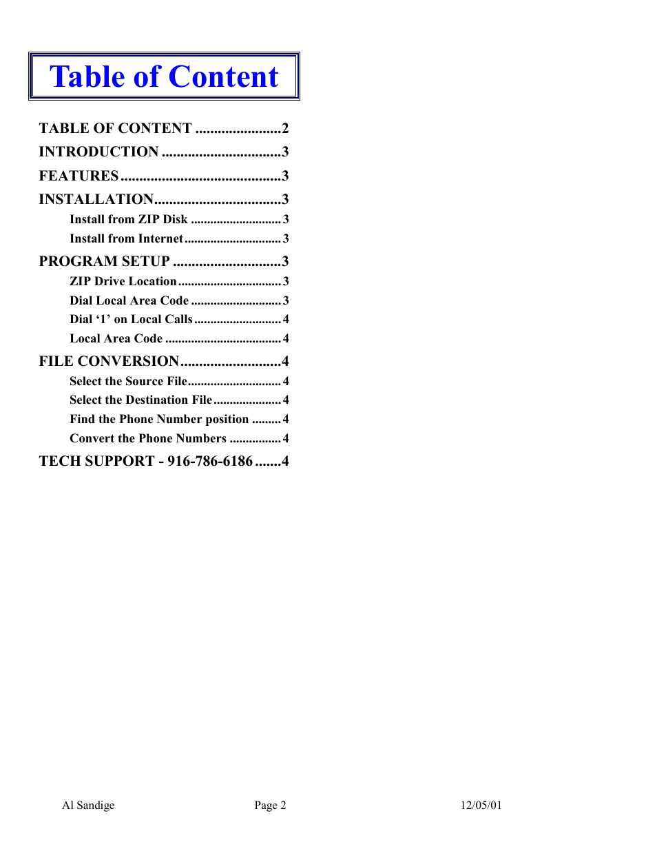 Table of content | Skutch Electronics BA-1000 User Manual | Page 2 / 5