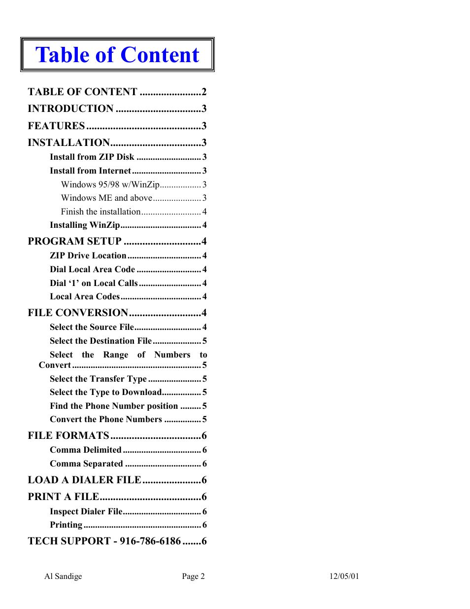 Table of content | Skutch Electronics BA-1000 User Manual | Page 2 / 6