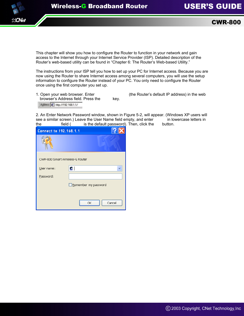 Chapter 5: configure the router’s basic settings | CNet Technology CWR-800 User Manual | Page 15 / 51
