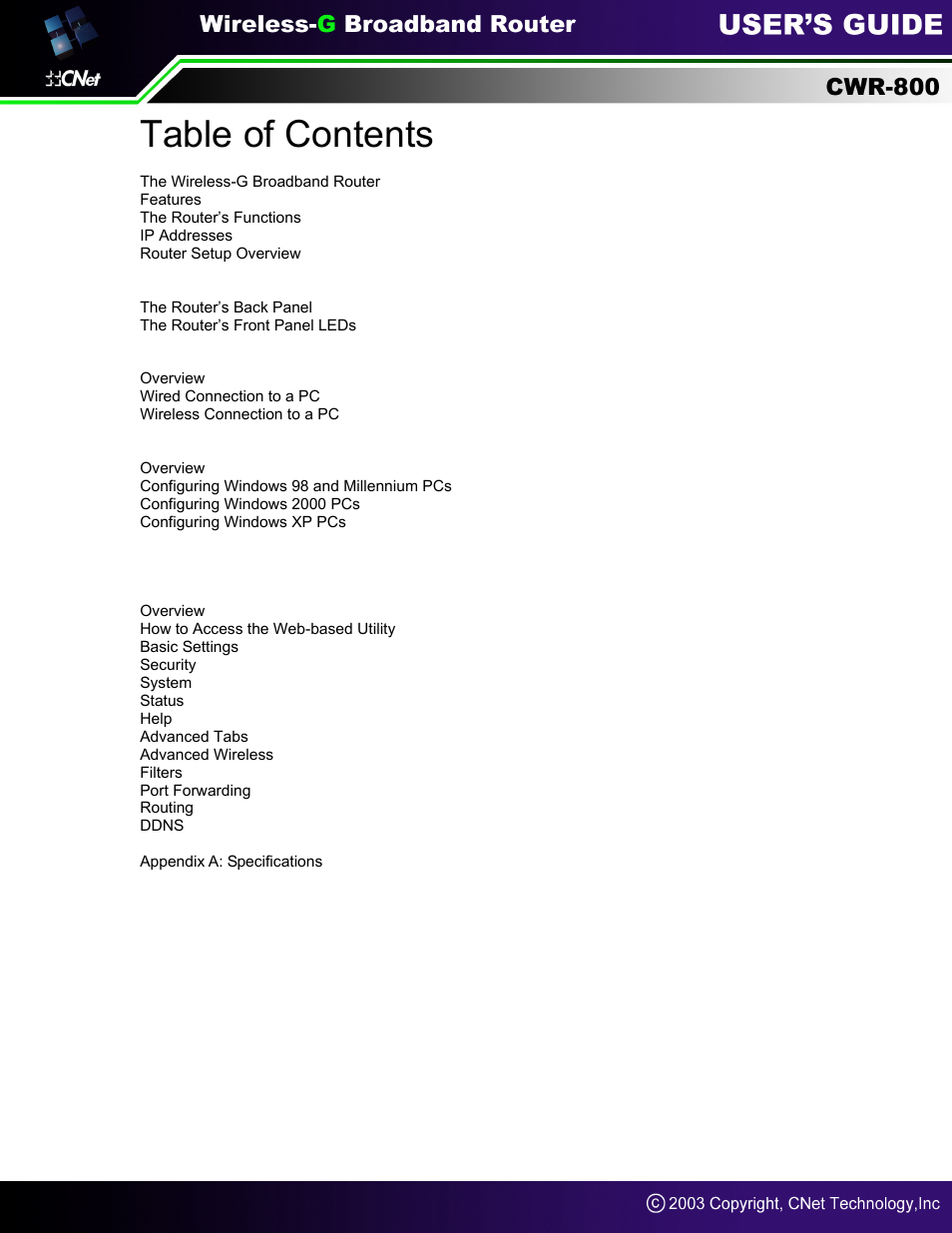 CNet Technology CWR-800 User Manual | Page 2 / 51