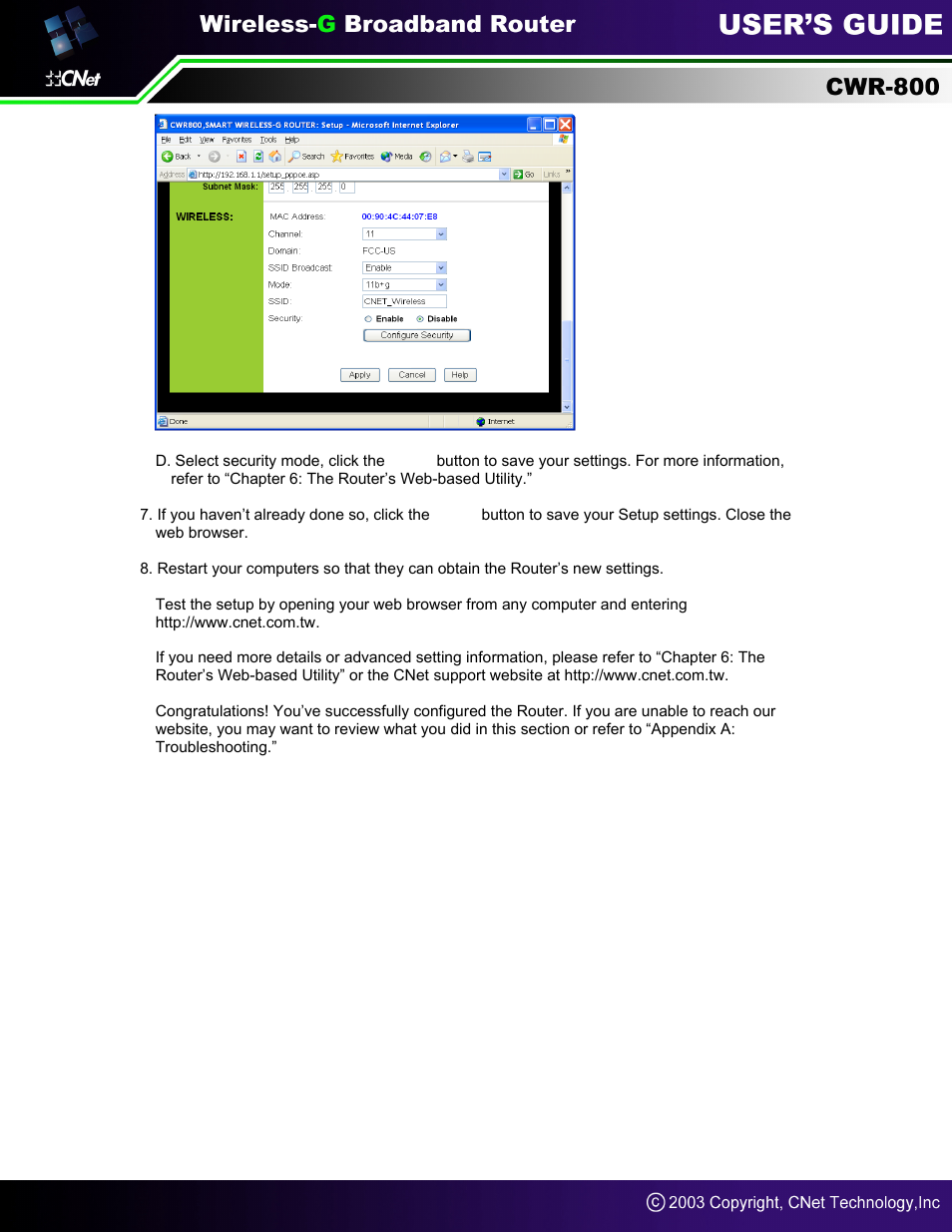 CNet Technology CWR-800 User Manual | Page 20 / 51