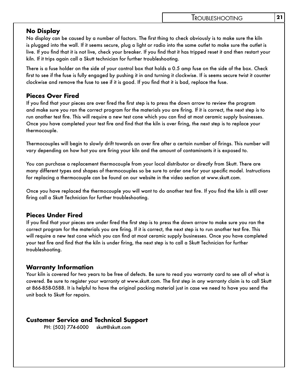 Skutt FireBox8x6 LT User Manual | Page 21 / 24