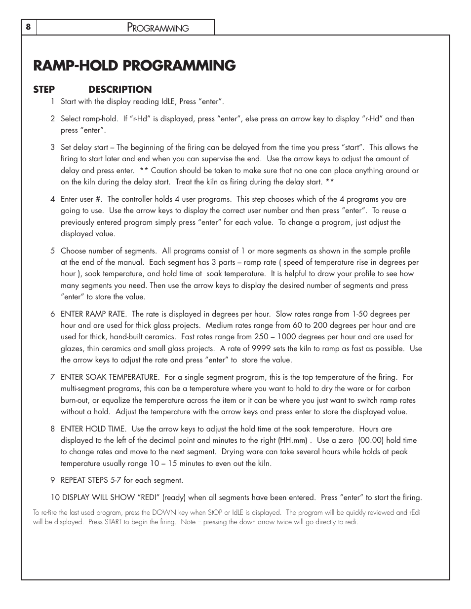 Ramp-hold programming | Skutt GlazeTech 8/2013 User Manual | Page 8 / 11