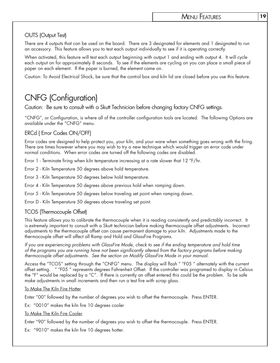 Cnfg (configuration) | Skutt GlassMaster Kiln User Manual | Page 19 / 48