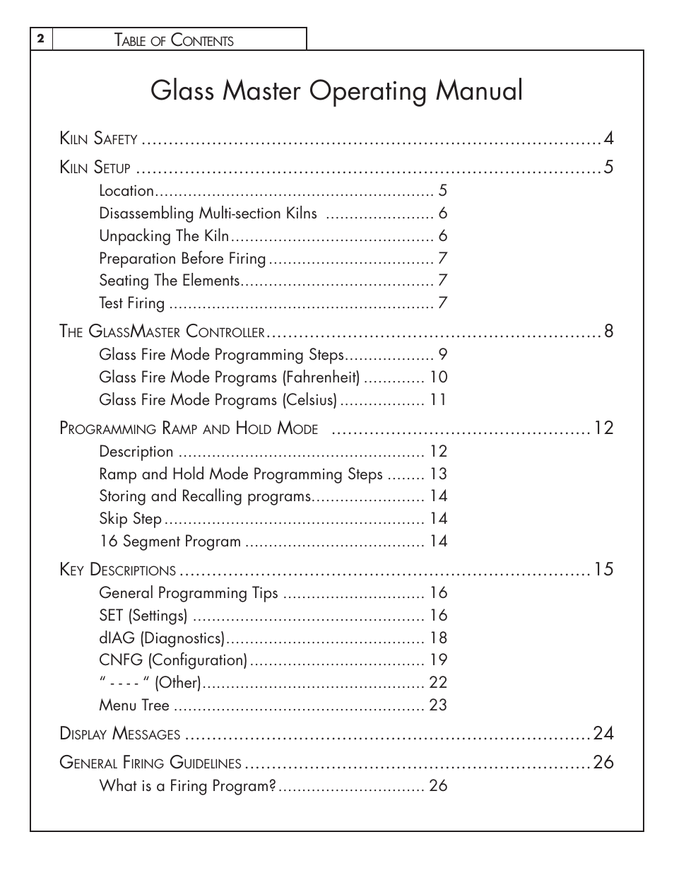 Glass master operating manual | Skutt GlassMaster Kiln User Manual | Page 2 / 48