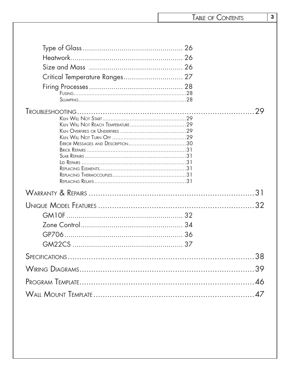 Skutt GlassMaster Kiln User Manual | Page 3 / 48
