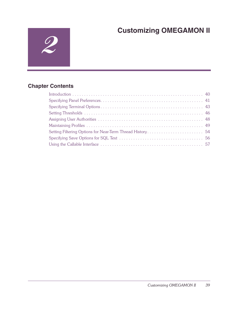 Customizing omegamon ii, Chapter 2 | Candle-lite DB2 User Manual | Page 39 / 132