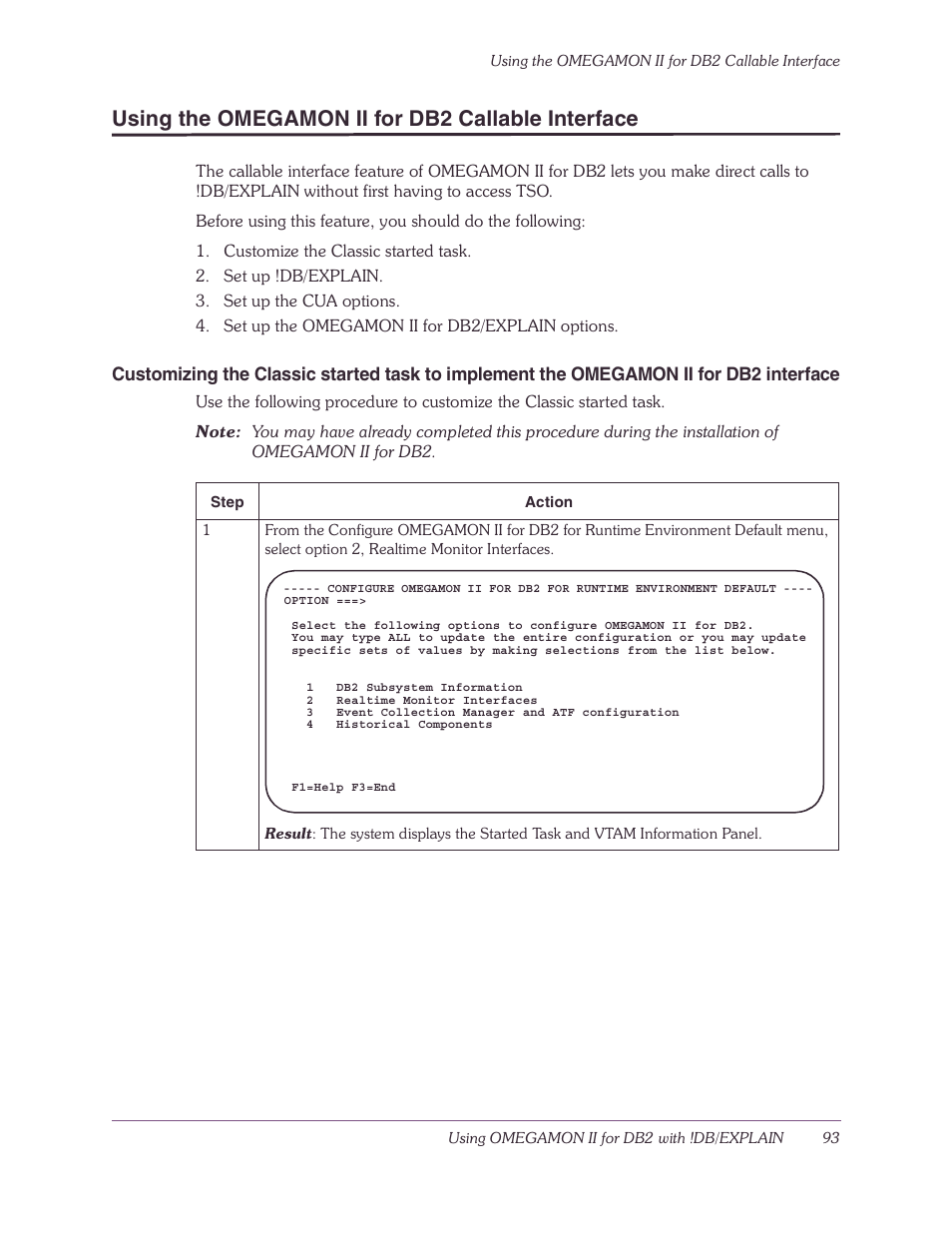 Using the omegamon ii for db2 callable interface | Candle-lite DB2 User Manual | Page 93 / 132