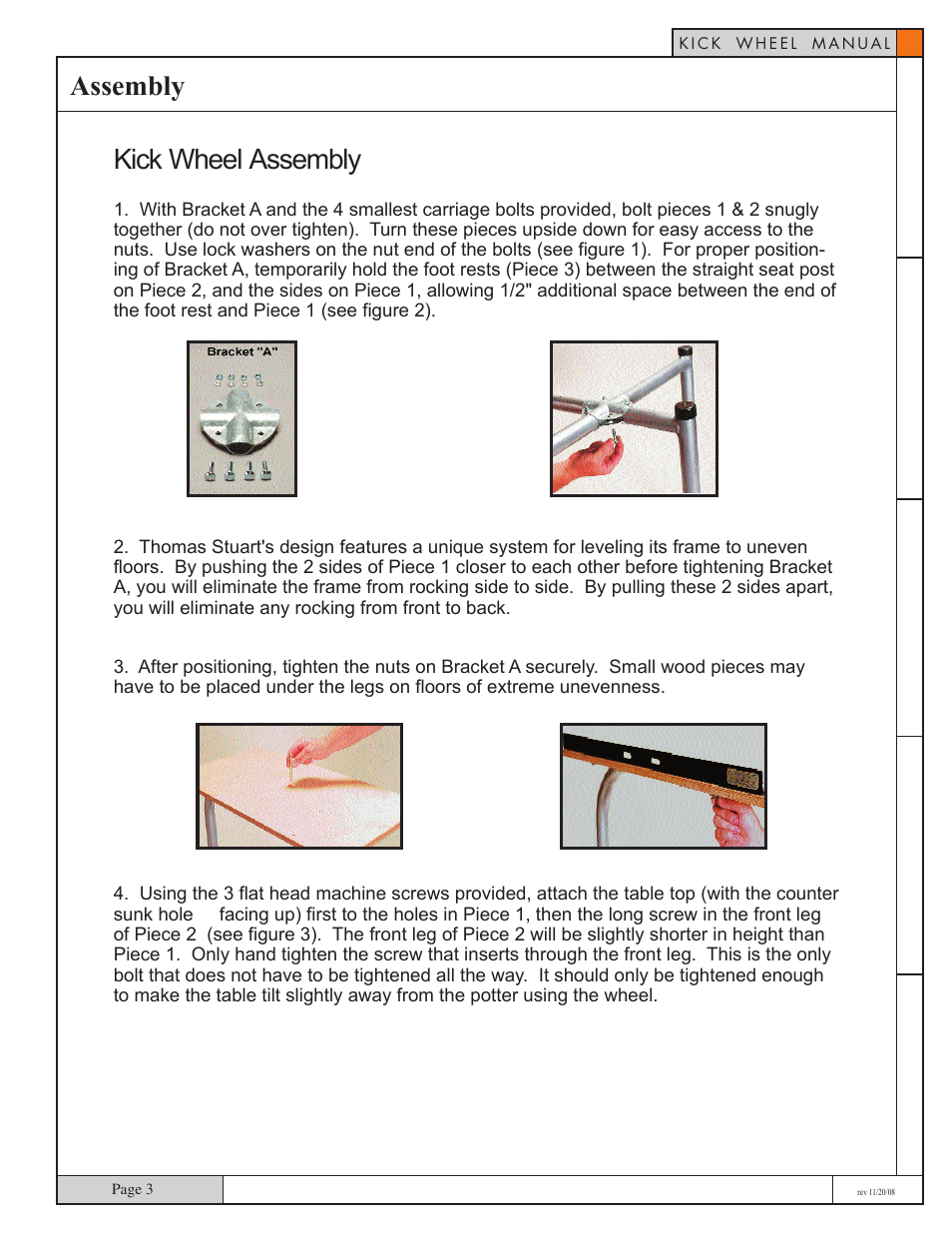 Assembly, Kick wheel assembly | Skutt Kickwheel User Manual | Page 3 / 11