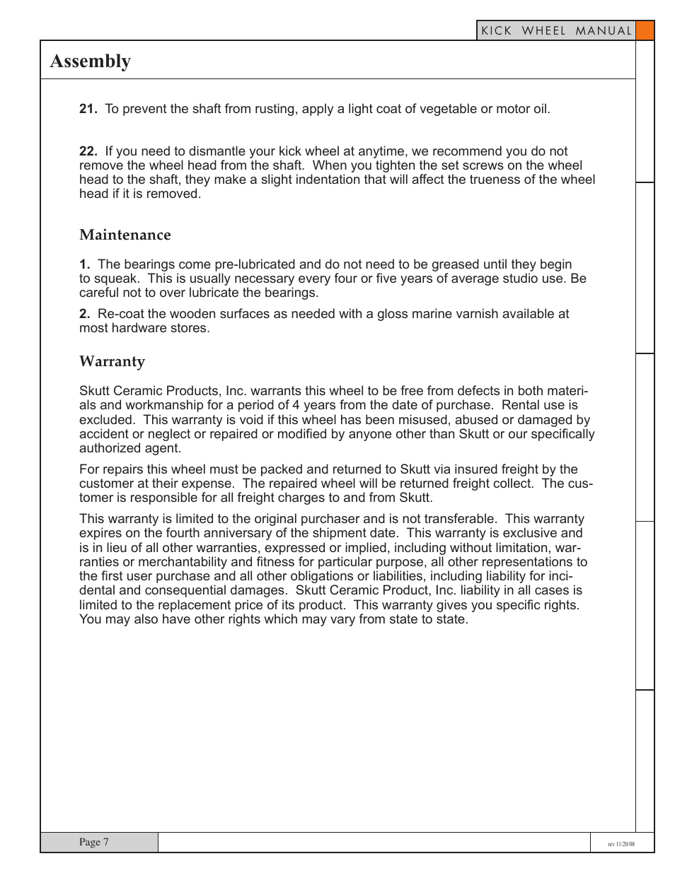 Assembly | Skutt Kickwheel User Manual | Page 7 / 11