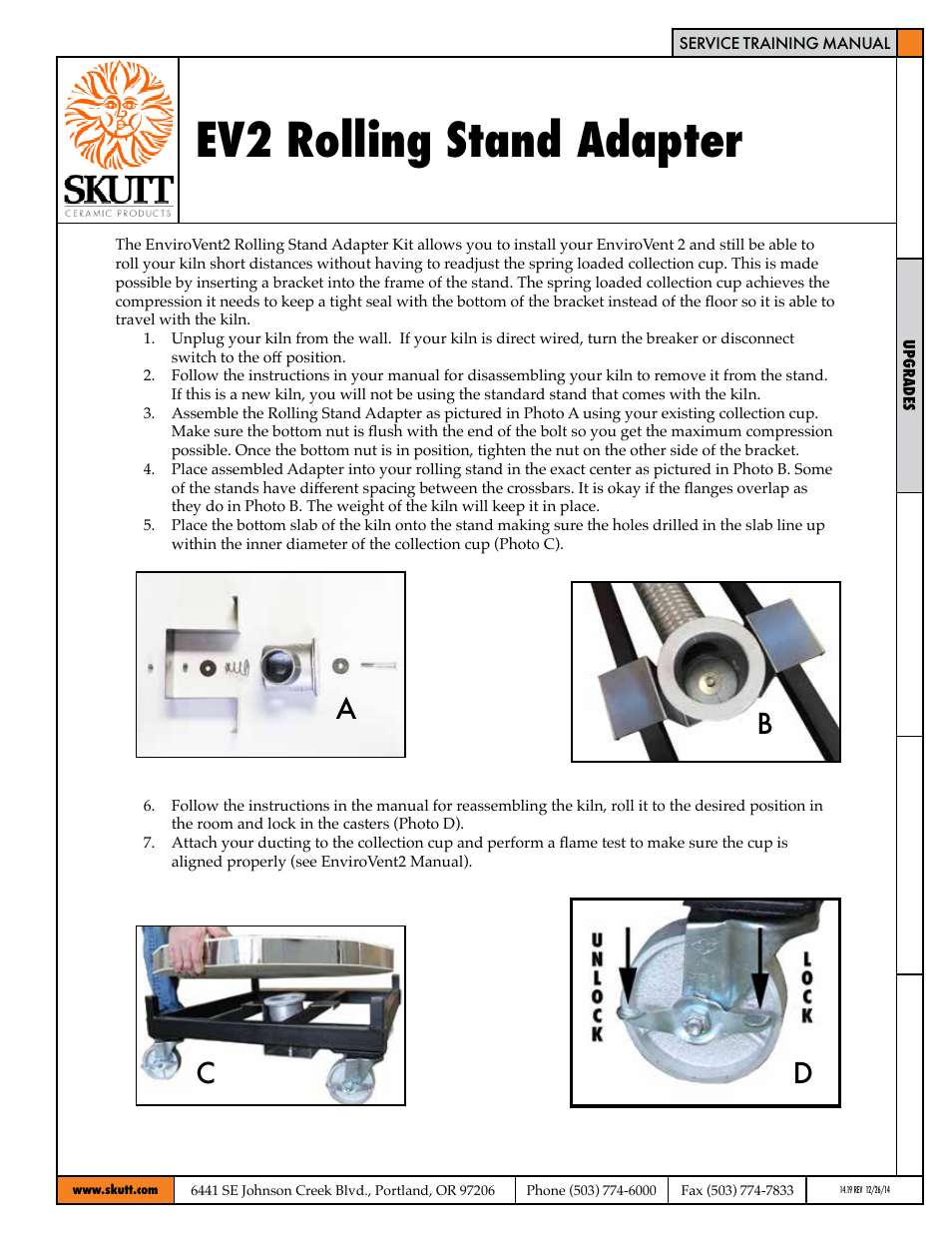 Skutt EV2 Rolling Stand Adapter User Manual | 1 page
