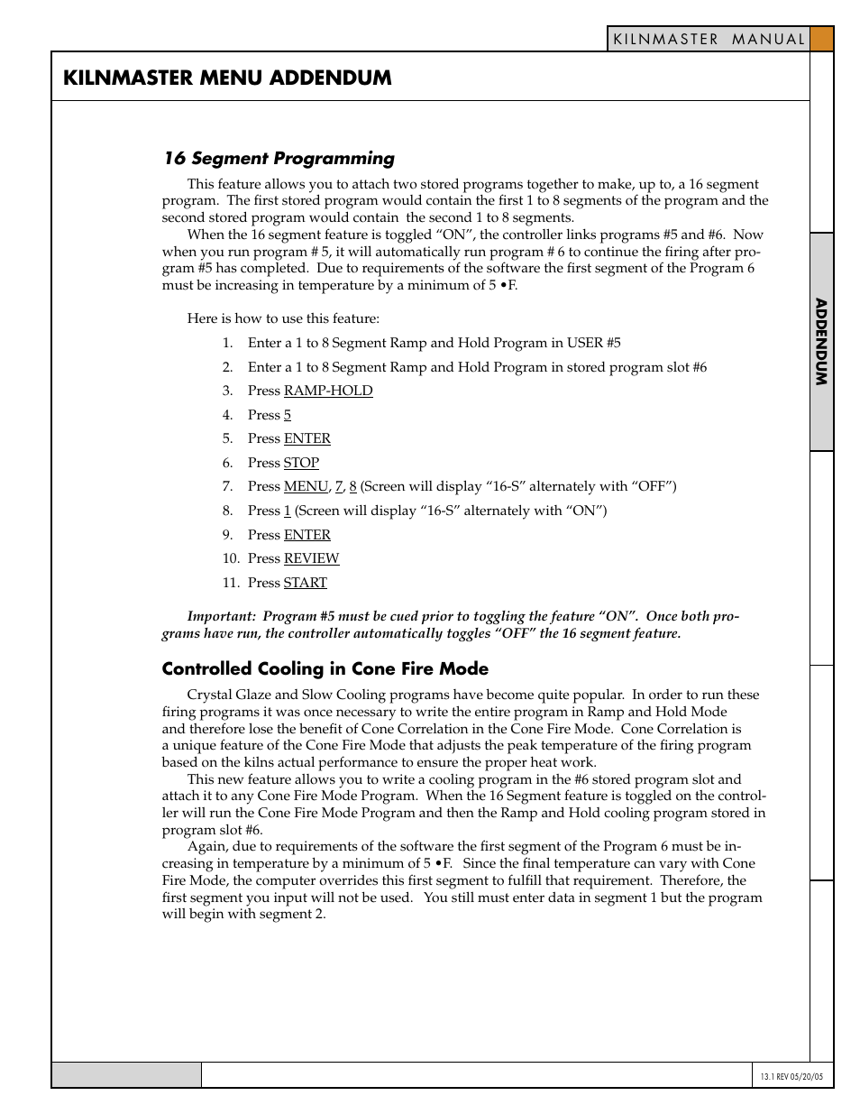 Kilnmaster menu addendum | Skutt KilnMaster Addendum User Manual | Page 2 / 3