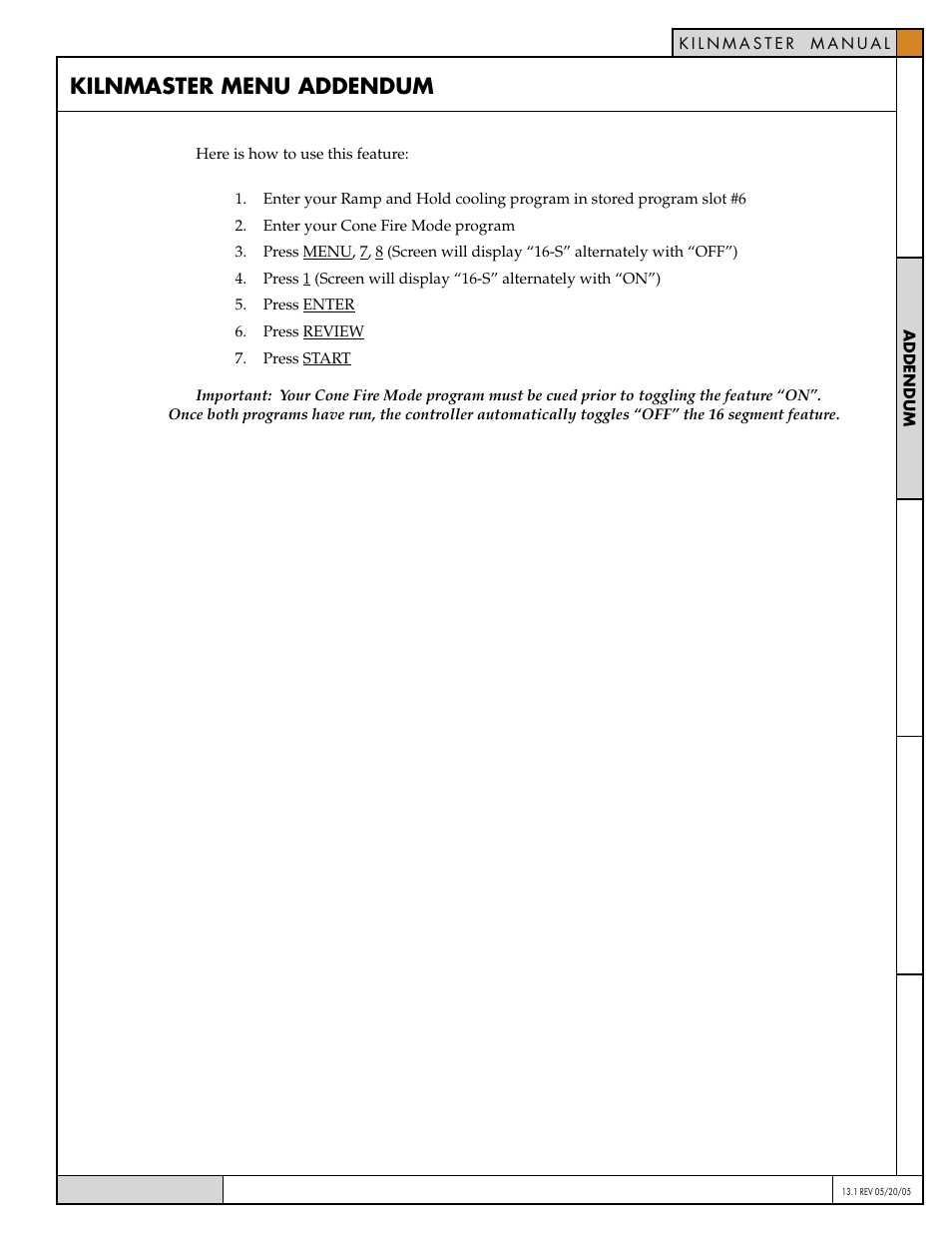 Kilnmaster menu addendum | Skutt KilnMaster Addendum User Manual | Page 3 / 3