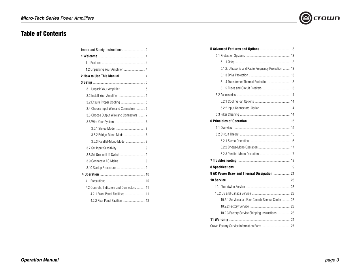 Crown 1201 User Manual | Page 3 / 28