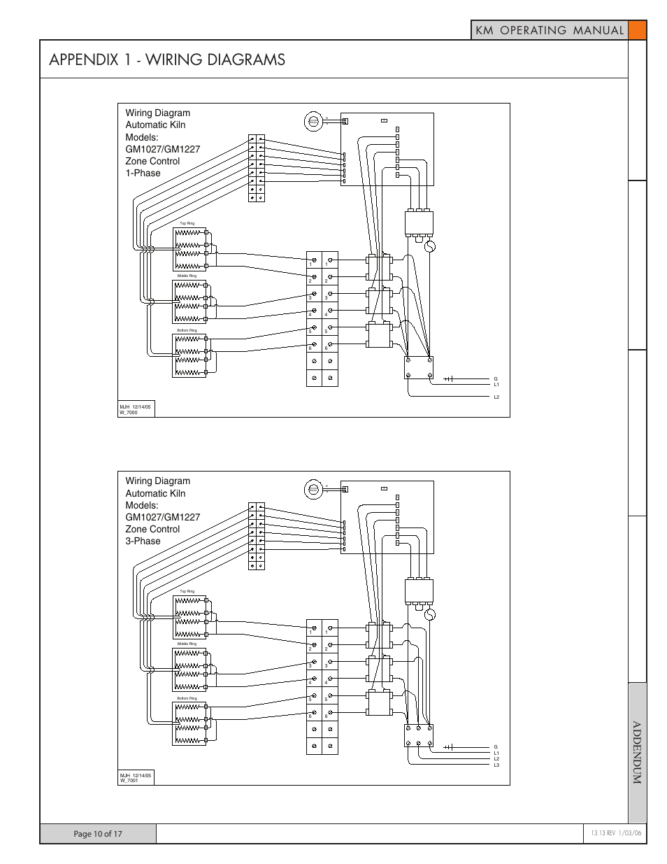 Appendix 1 - wiring diagrams, Km operating manual, Page 10 of 17 | Skutt GlassMaster 700 Board User Manual | Page 10 / 17