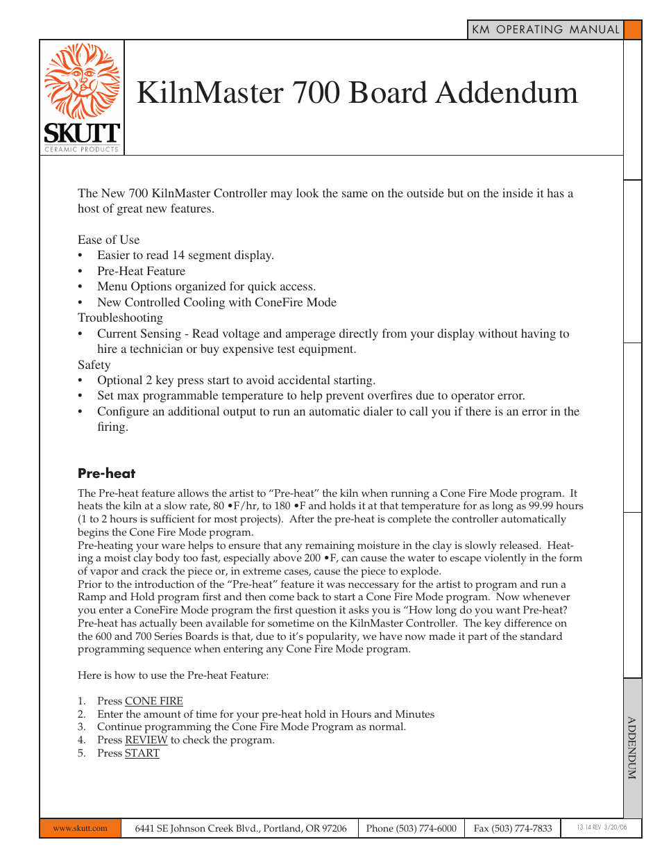 Skutt KilnMaster 700 Board User Manual | 18 pages