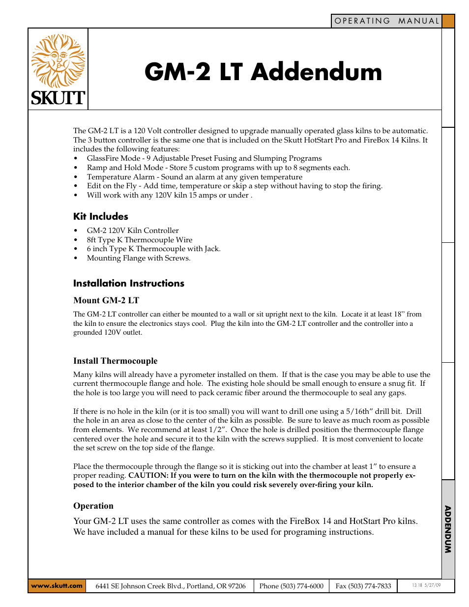 Skutt GM-2 LT User Manual | 2 pages