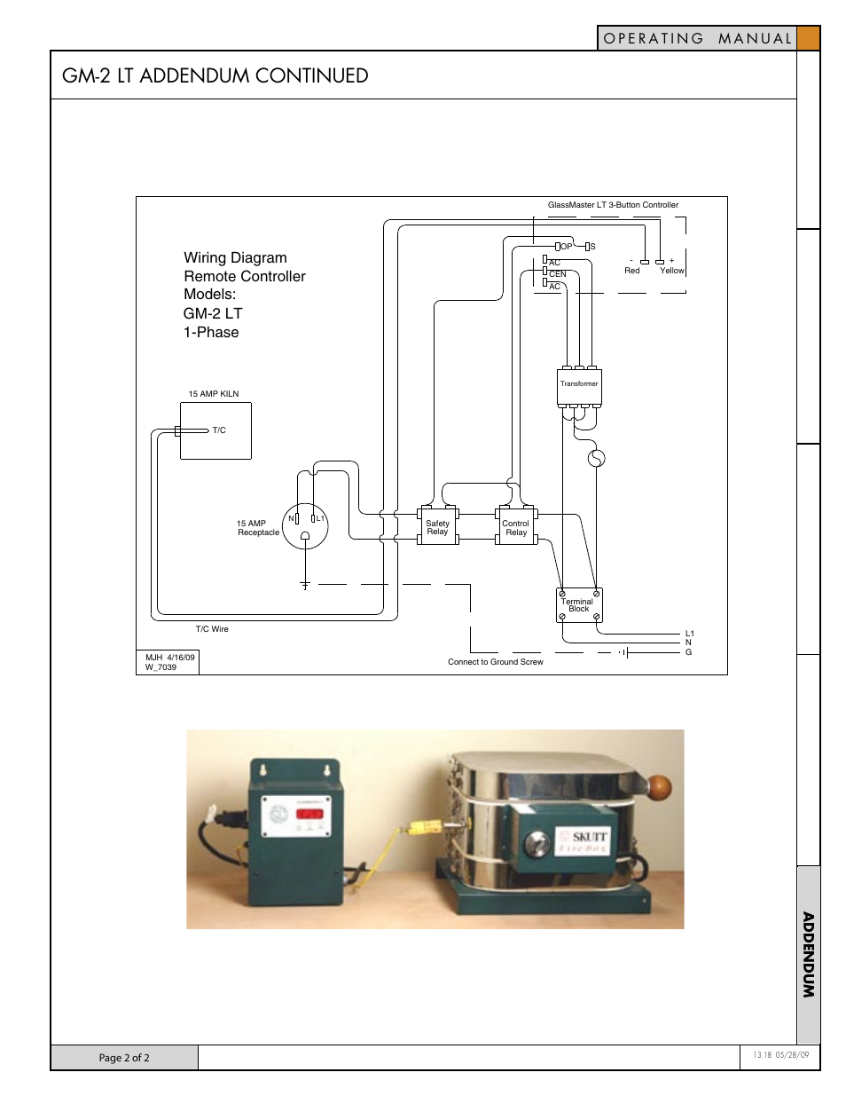 Gm-2 lt addendum continued, Phase, Gm-2 lt | Models: remote controller wiring diagram | Skutt GM-2 LT User Manual | Page 2 / 2