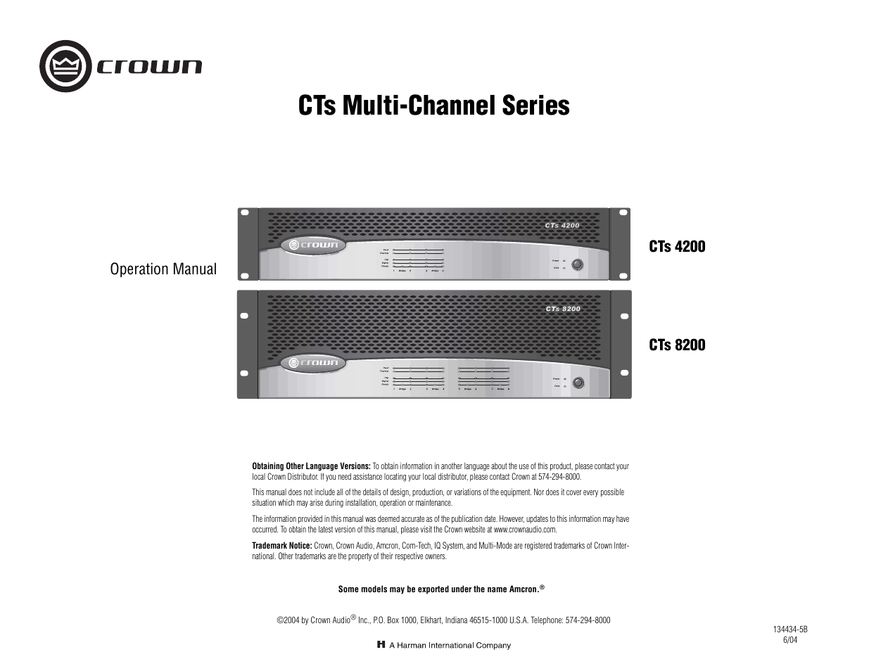 Crown CTS 4200 User Manual | 32 pages