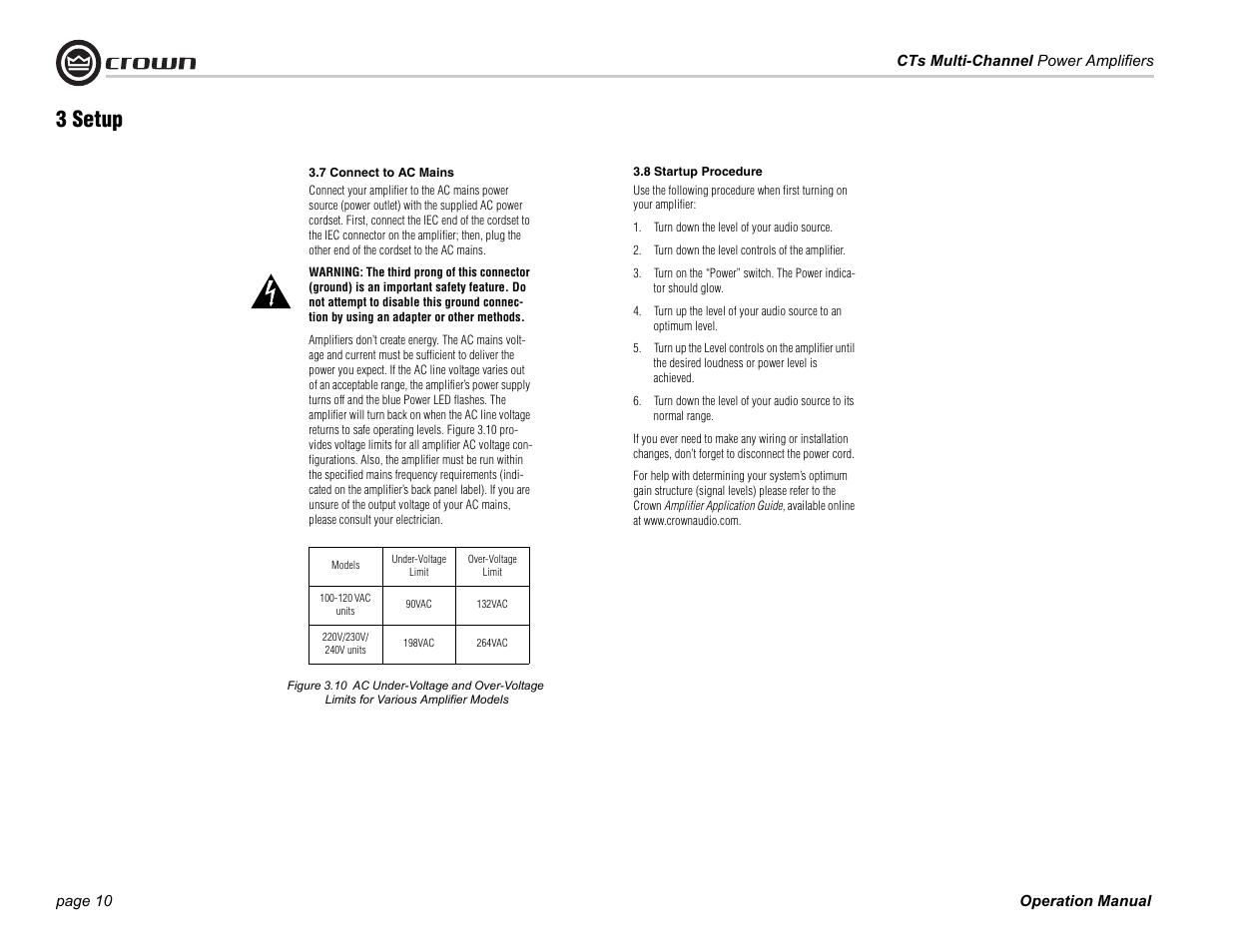 3 setup | Crown CTS 4200 User Manual | Page 10 / 32