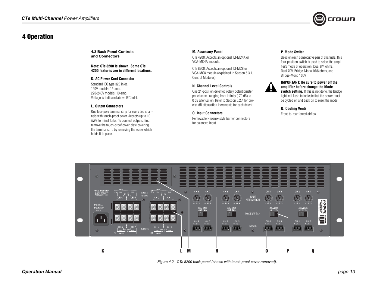 4 operation | Crown CTS 4200 User Manual | Page 13 / 32