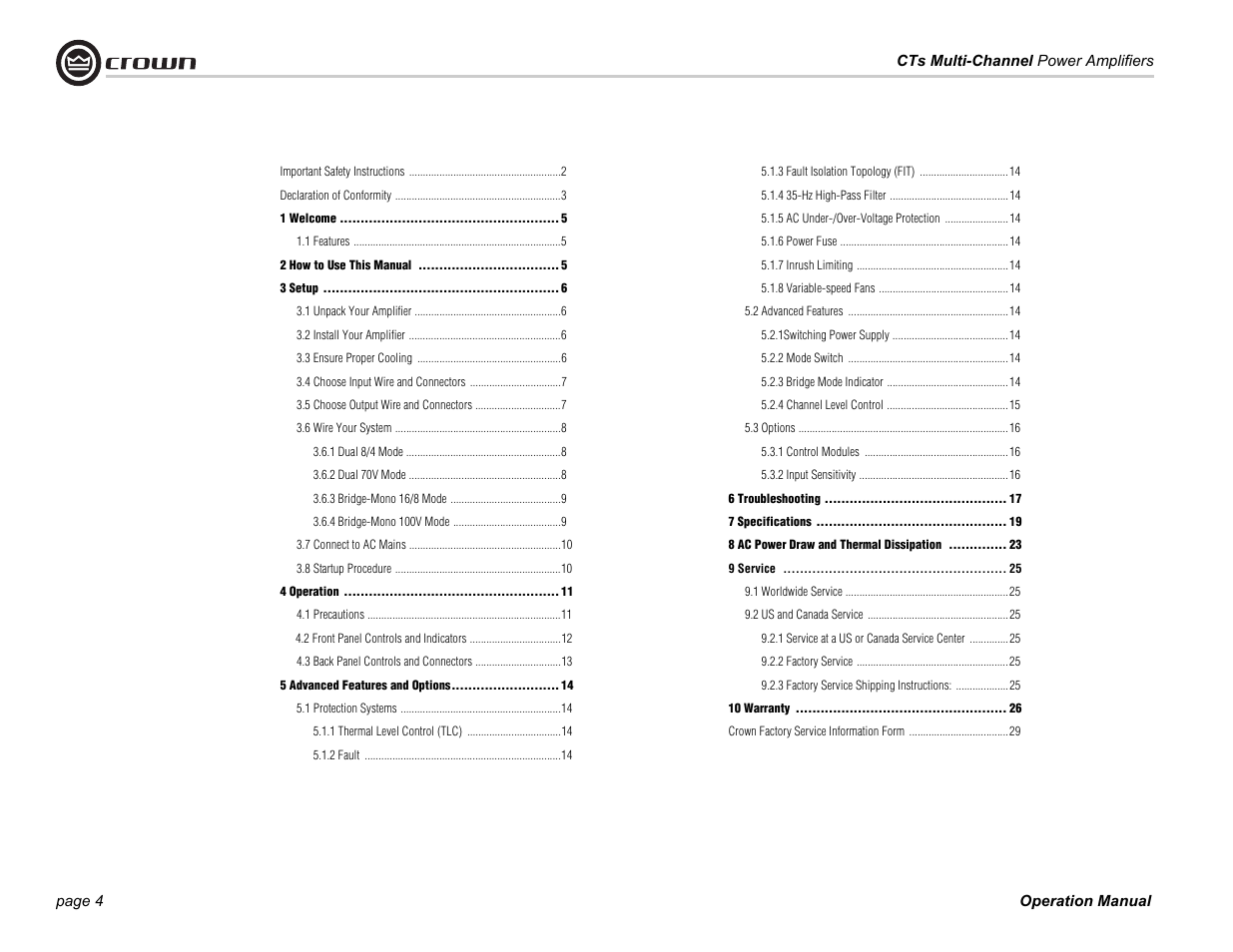 Crown CTS 4200 User Manual | Page 4 / 32