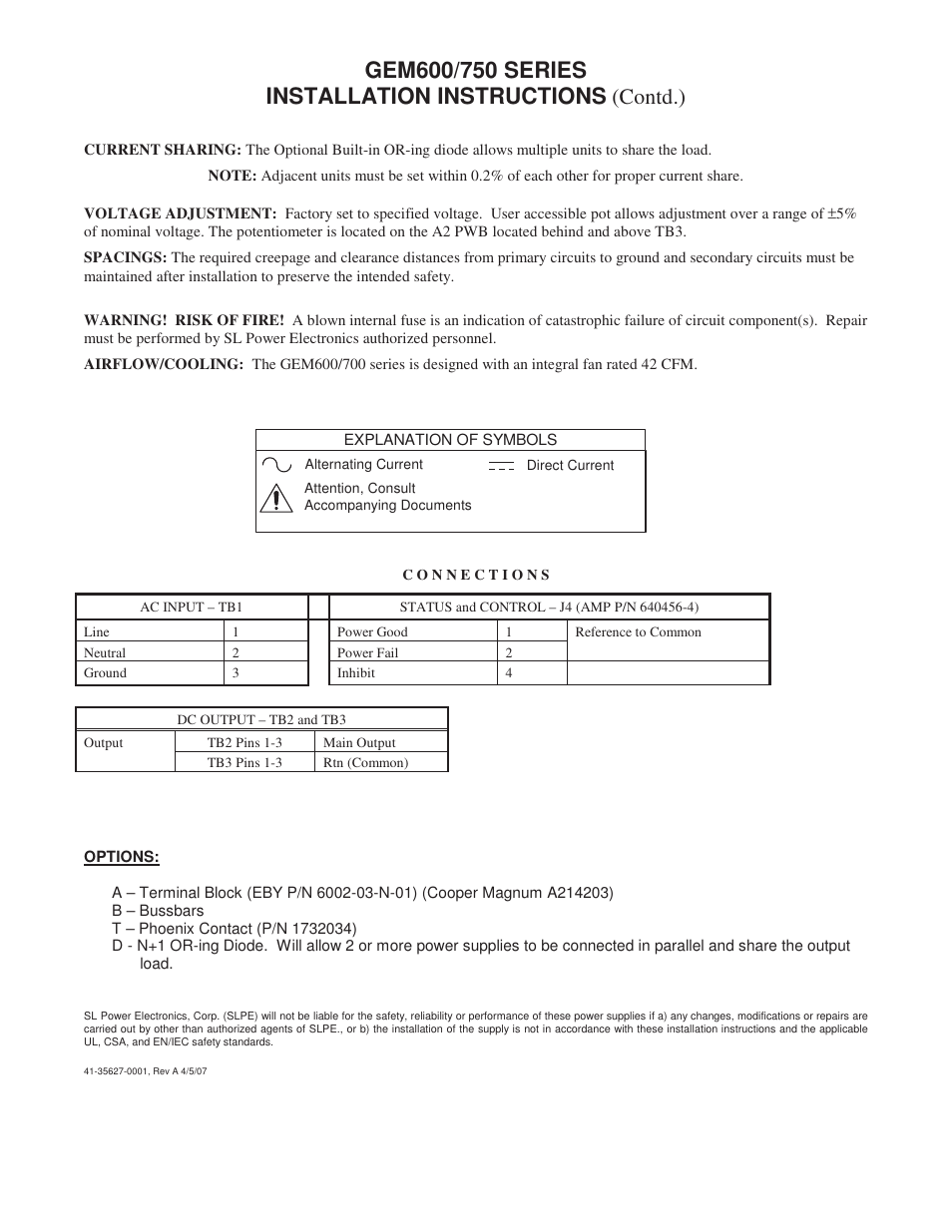 Contd.) | SL Power Electronics GEM600 User Manual | Page 2 / 2