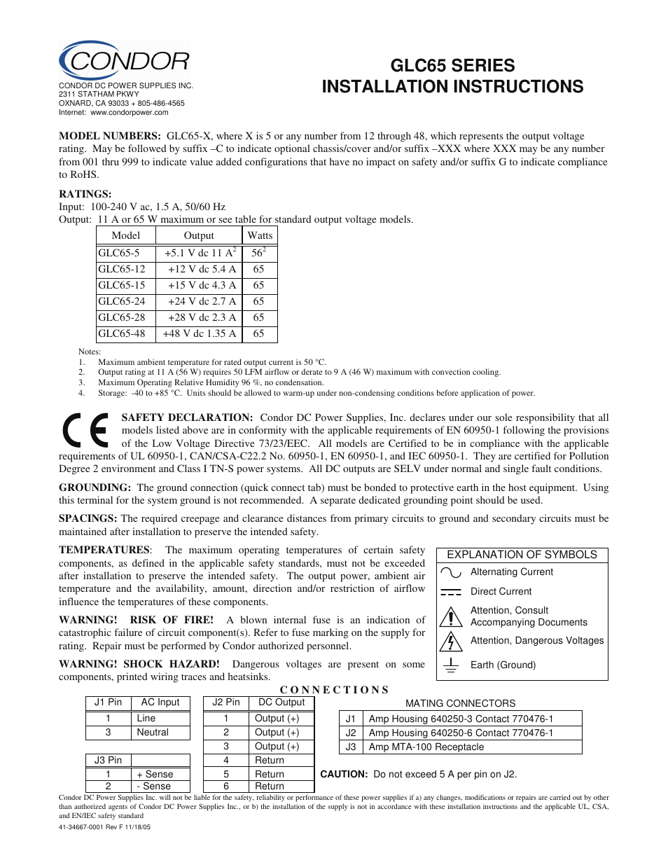 SL Power Electronics GLC65 Single User Manual | 1 page