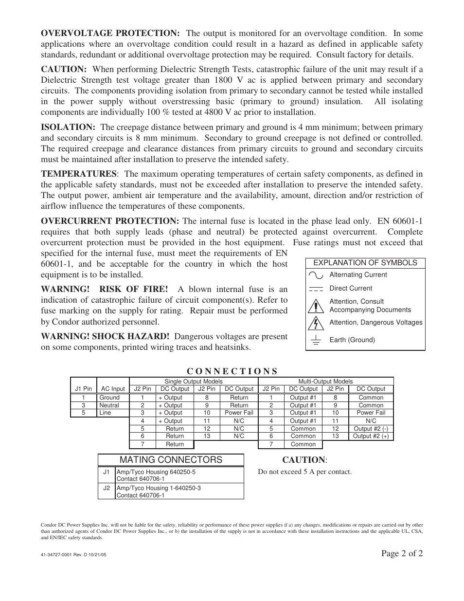 Mating connectors caution, Page 2 of 2 | SL Power Electronics GLM110 User Manual | Page 2 / 2