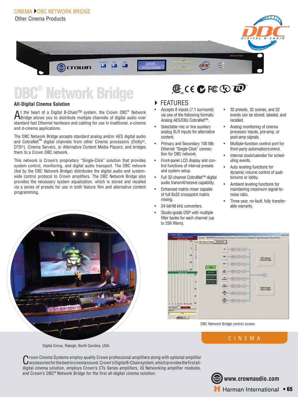 Network bridge, Features | Crown CTS 600 User Manual | Page 65 / 83