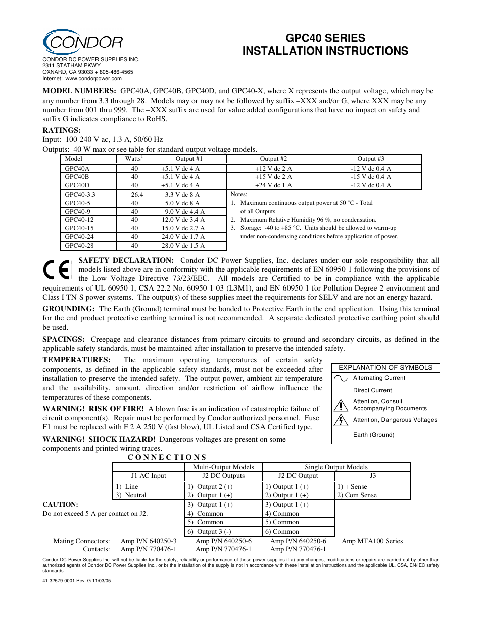 SL Power Electronics GPC40 User Manual | 1 page