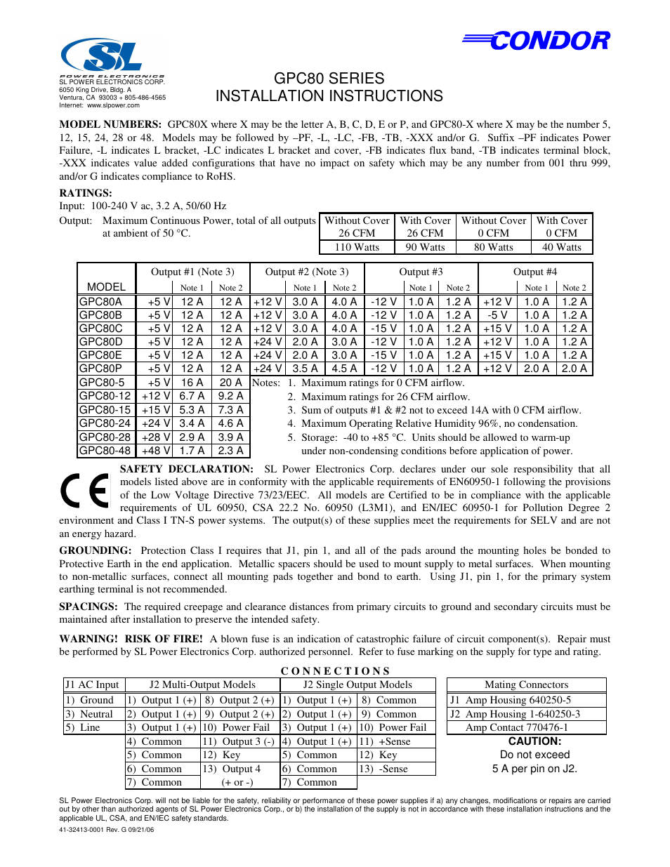 SL Power Electronics GPC80 User Manual | 1 page