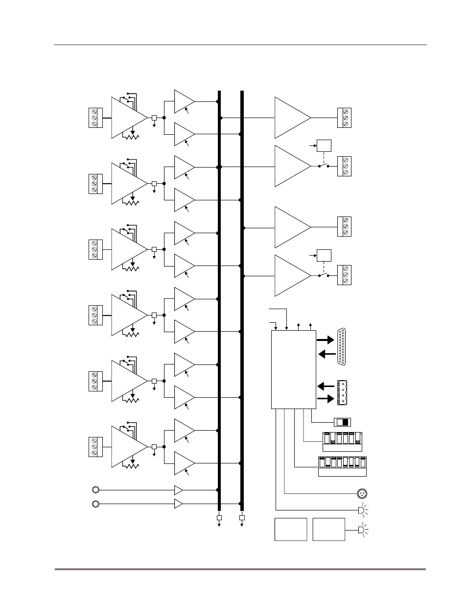 Block diagram, Main 1 output, Bus 1 output | Main 2 output, Bus 2 output, Input 2, Input 3, Input 4, Input 5, Input 6 | Crown AMB-5 User Manual | Page 25 / 28