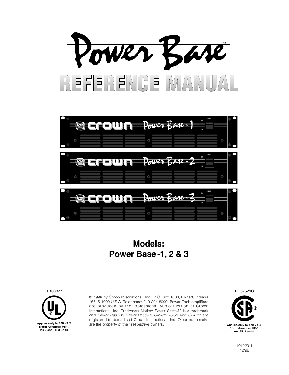 Crown POWER BASE 3 User Manual | 21 pages