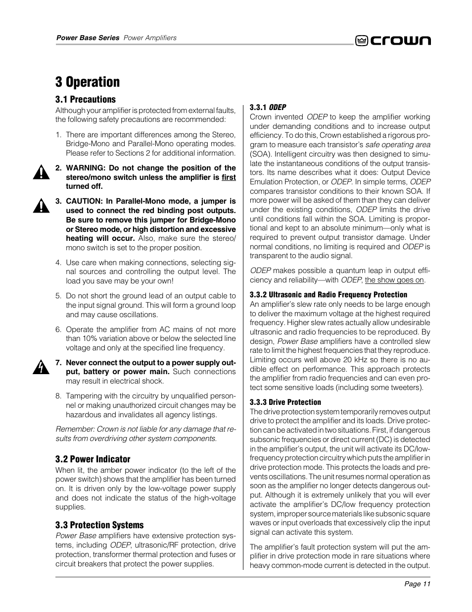 3 operation | Crown POWER BASE 3 User Manual | Page 11 / 21