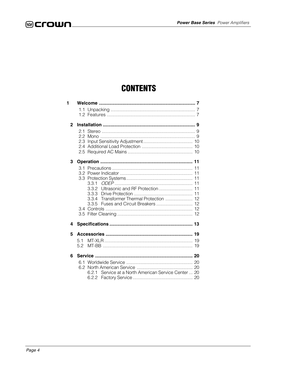 Crown POWER BASE 3 User Manual | Page 4 / 21