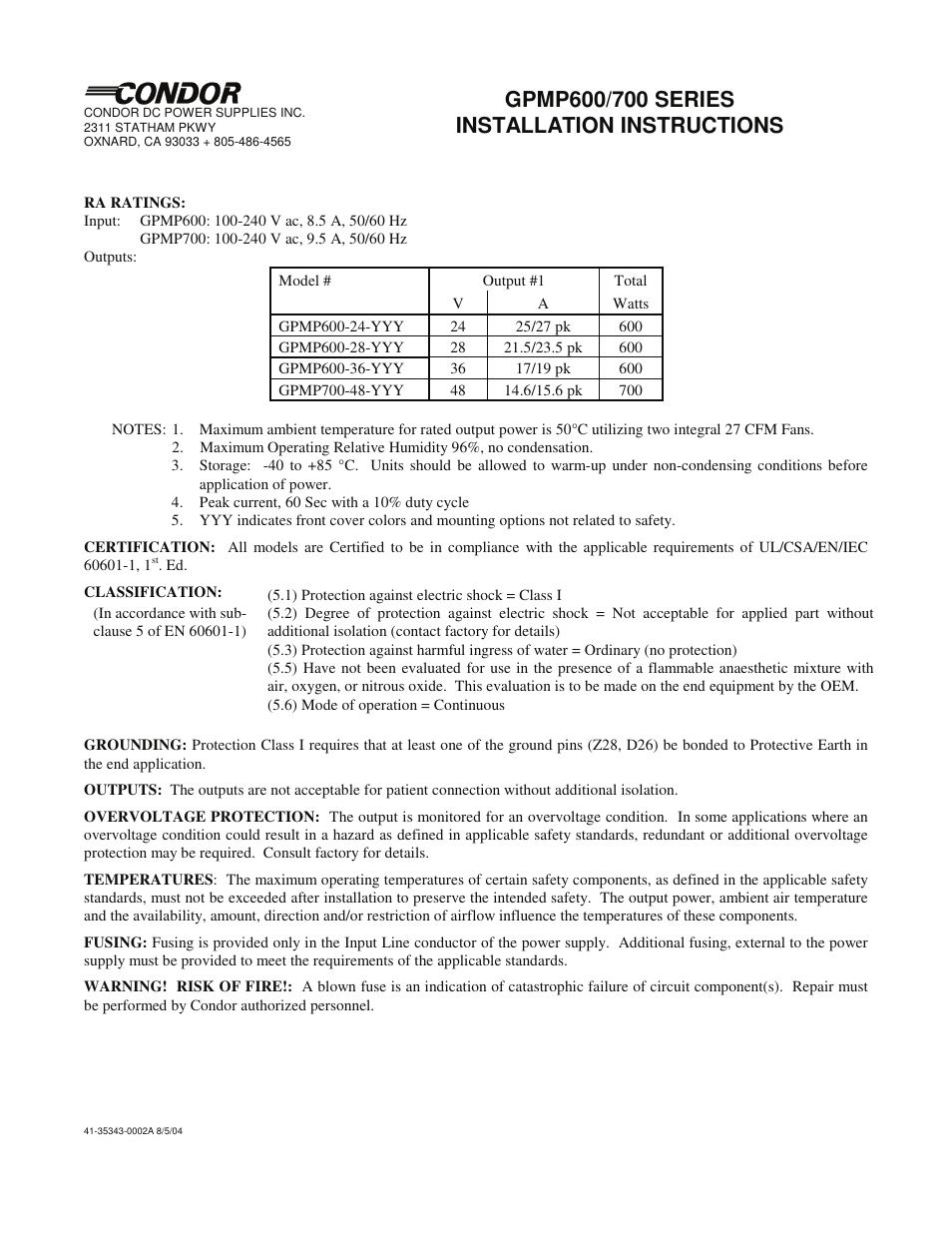 SL Power Electronics GPMP600 User Manual | 2 pages