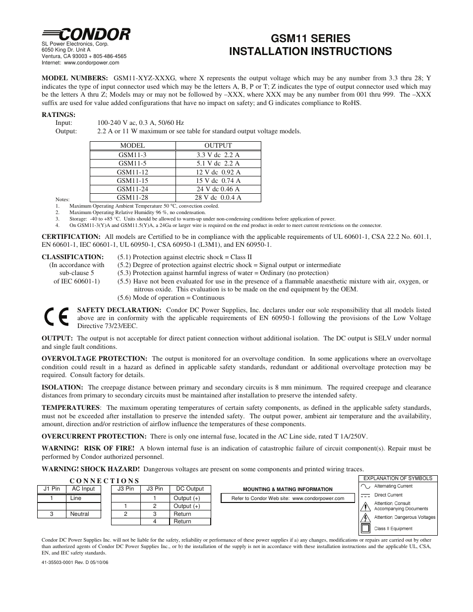 SL Power Electronics GSM11 User Manual | 1 page