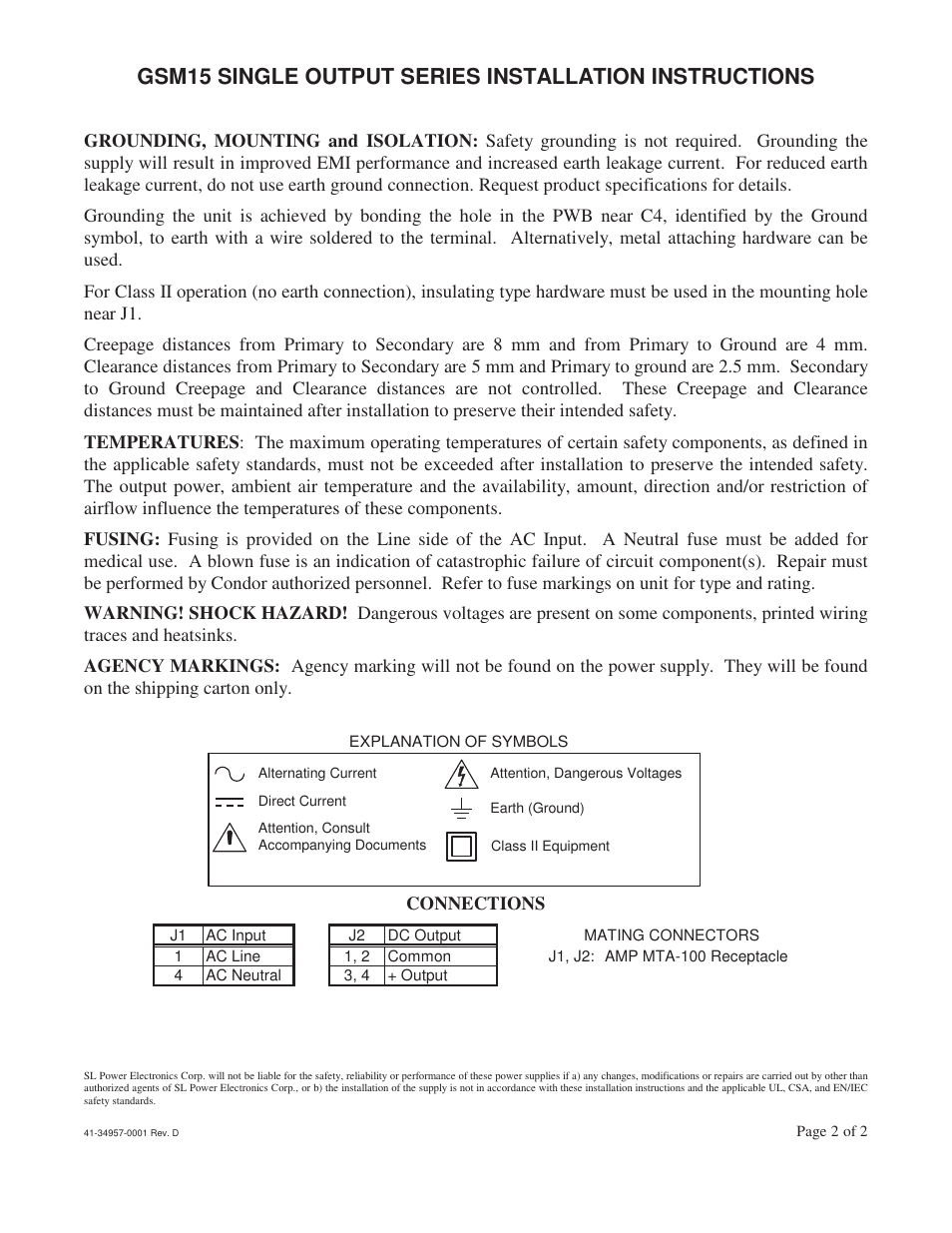SL Power Electronics GSM15 User Manual | Page 2 / 2