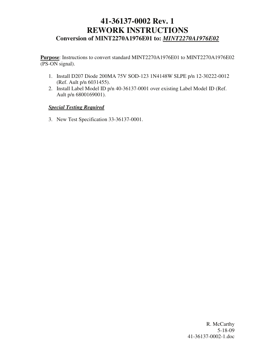 SL Power Electronics MINT2270 User Manual | 1 page