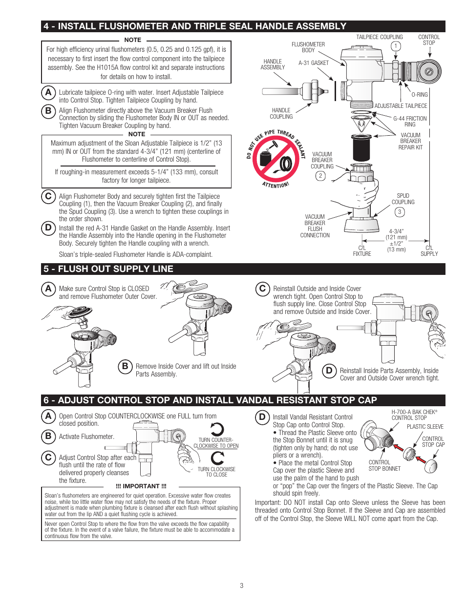 Sloan 110 Royal Exposed Flushometer User Manual | Page 3 / 4