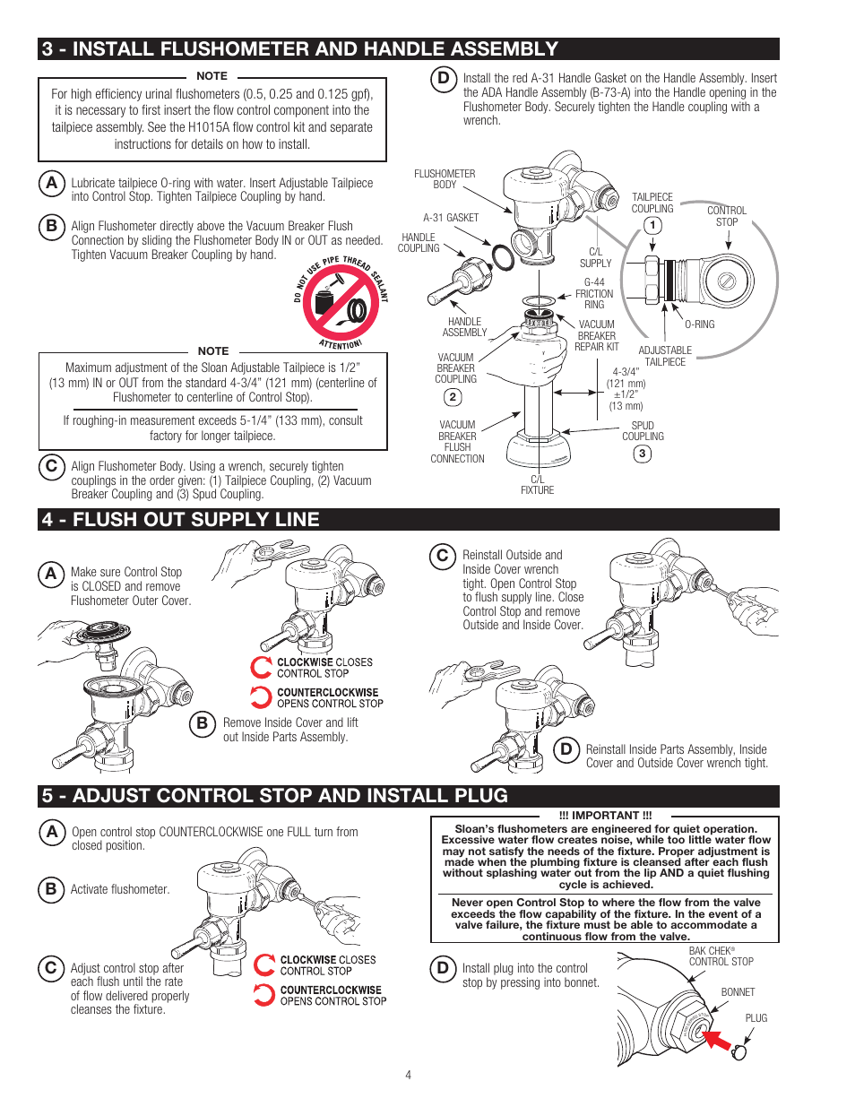 Sloan 110 Regal Exposed Flushometer User Manual | Page 4 / 6