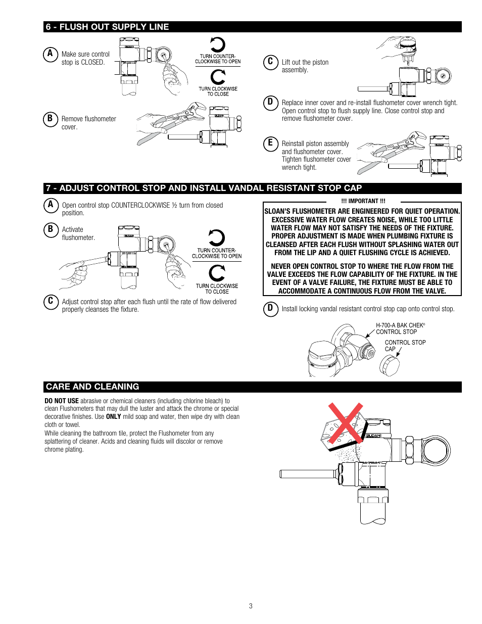 Sloan 111 Crown/Crown II Exposed Flushometer User Manual | Page 4 / 6